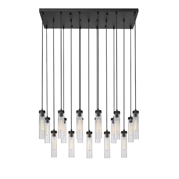 Z-Lite Beau Linear Chandelier, 17-Light, 18 In.W x 42 In.L x 12.75 In.H, Matte Black/Clear 740P-17L-MB - main
